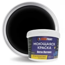 Краска EUROPAINT ОптиЛатекс моющаяся интерьерная для стен и потолков, без запаха, 1,4 кг, Антрацит